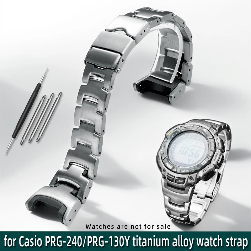 

prg-240 New Titanium alloy Watch band For PRG-240 PRG-130Y/T modified men's high-quality metal strap Notch PRW-1500 watch band