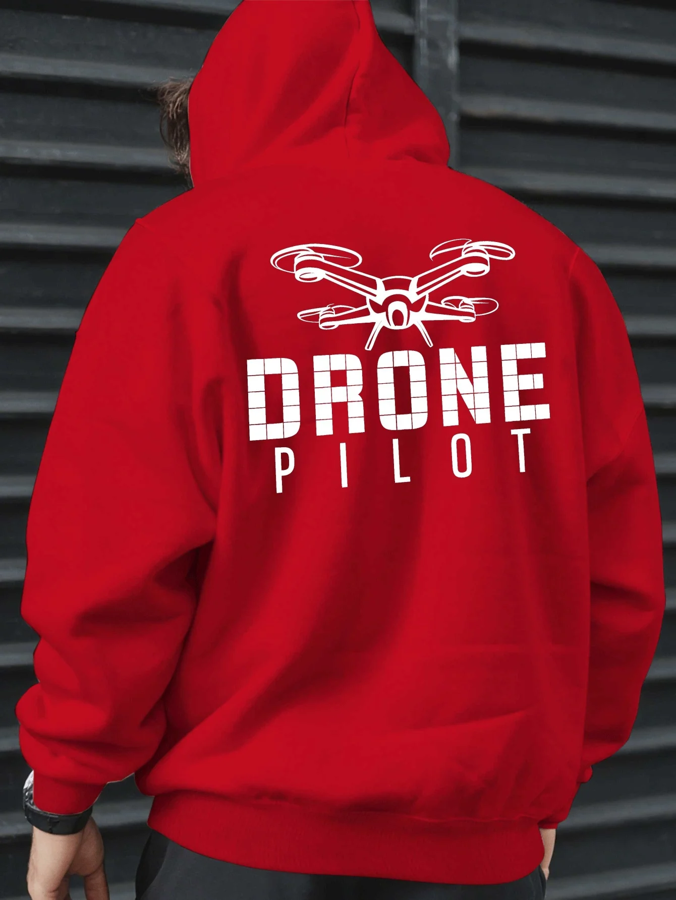 Winter and autumn men's hooded sweatshirt - drone pilot design, featuring a trendy street style pullover hooded shirt