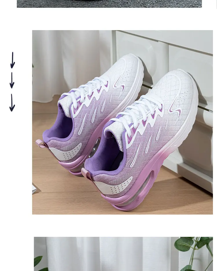 Frühling und Herbst Neue Damen Luftpolster-Sportschuhe Atmungsaktive Mesh-Leichtgewicht-Sneaker Modische Übergrößen-Fußbekleidung – Detail 9