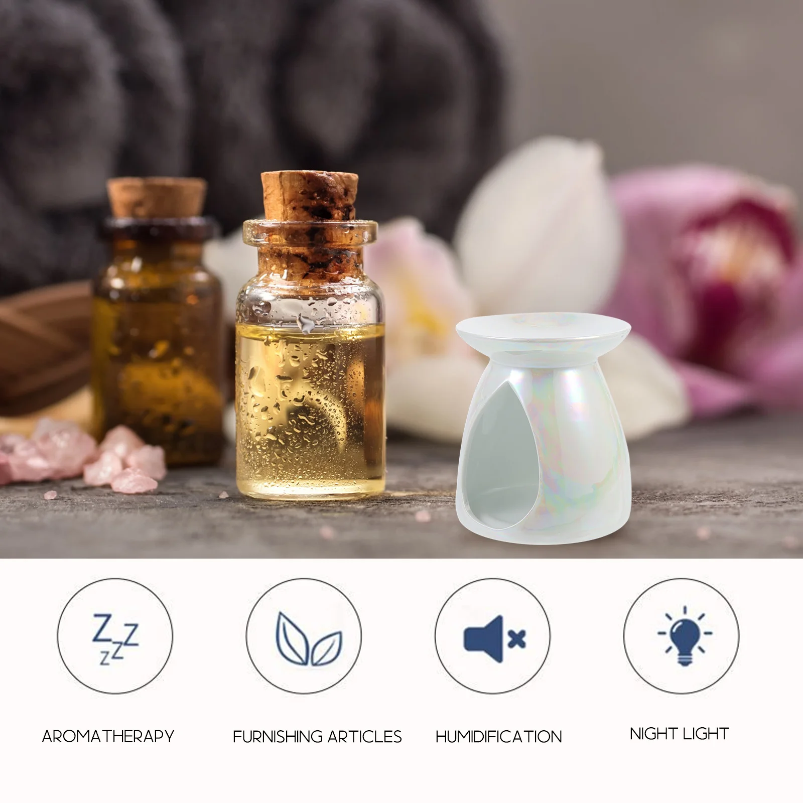 

Compact Ceramic Aroma Stove Drop Shape Hollow-Out Essential Oil Holder Household Desktop Oil Burner for Aromatherapy