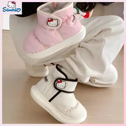 2024 New Sanrio Anime Kawaii Hello Kitty Snow Boots Cute Cartoon Girly Heart Winter Cotton Slippers Warm Shoes Birthday Gift