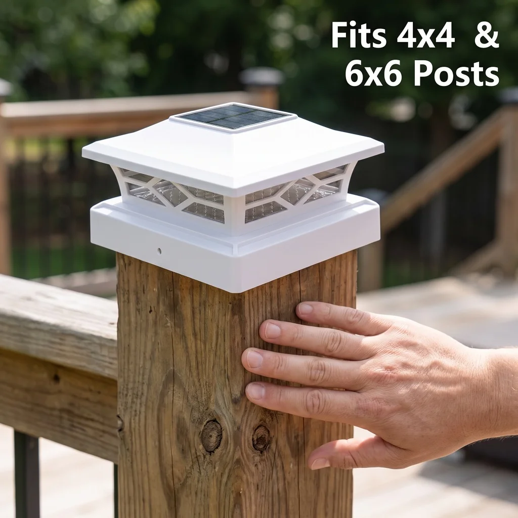 2 Pack Solar LED Post Cap Lights IP64 Waterproof Outdoor Pillar Lamp Touch Control Warm Cool White Dual Color Lighting Solar Powered 10 LED 600mAh Path Lamp for Villa Gate Yard Patio Garden Landscape Decor