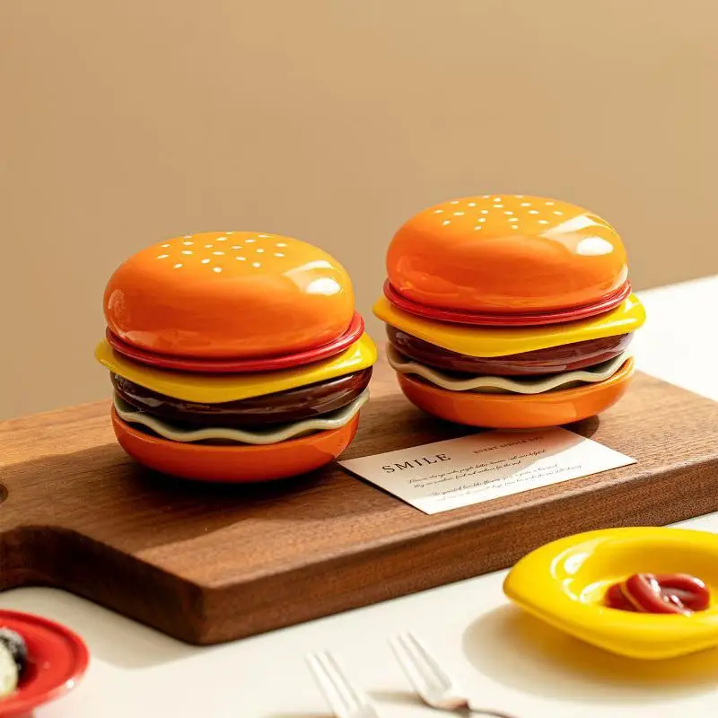 #6Pcs/Set High Value Bone Spit Plate Stackable Hamburger Plate Set Burger 6 Layers Dinner Plate Funny Sauce Containers Table Dec