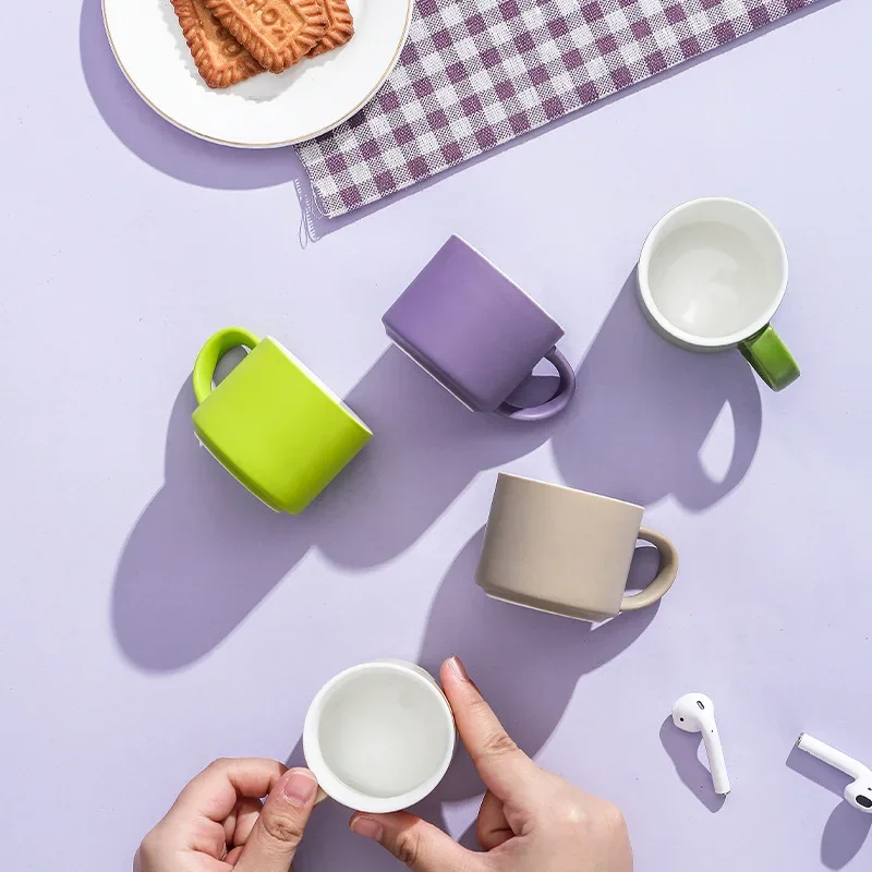 5Pcs Candy Color Coffee Mug Sets Ceramic Tea Cup 80ML Espresso Mugs With Handle Beautiful Gift Box