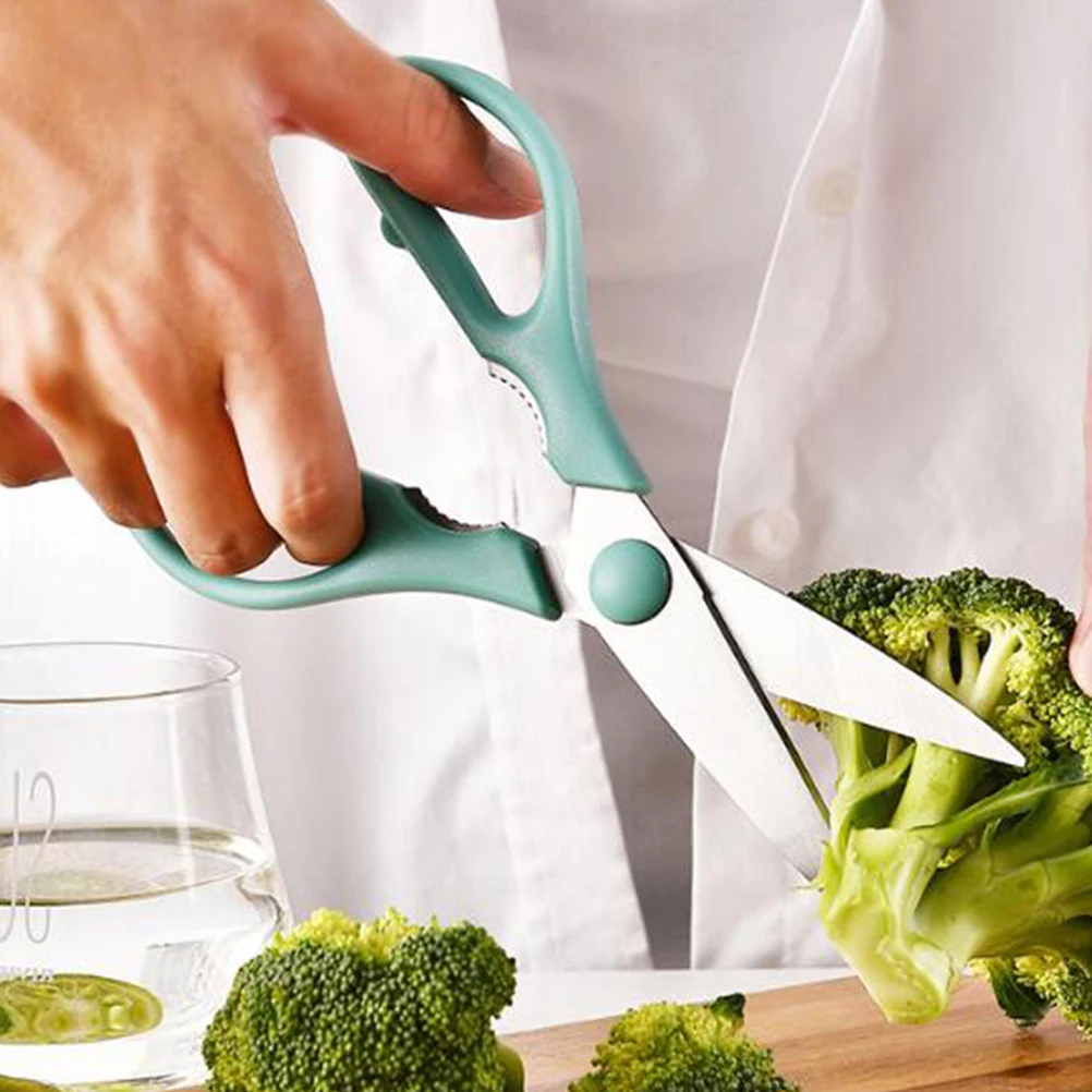 

Kitchen Scissors Multi-purpose Scissors Stainless Steel Food Scissors Jagged Design Roast Scissors Kitchen Tool (Green)