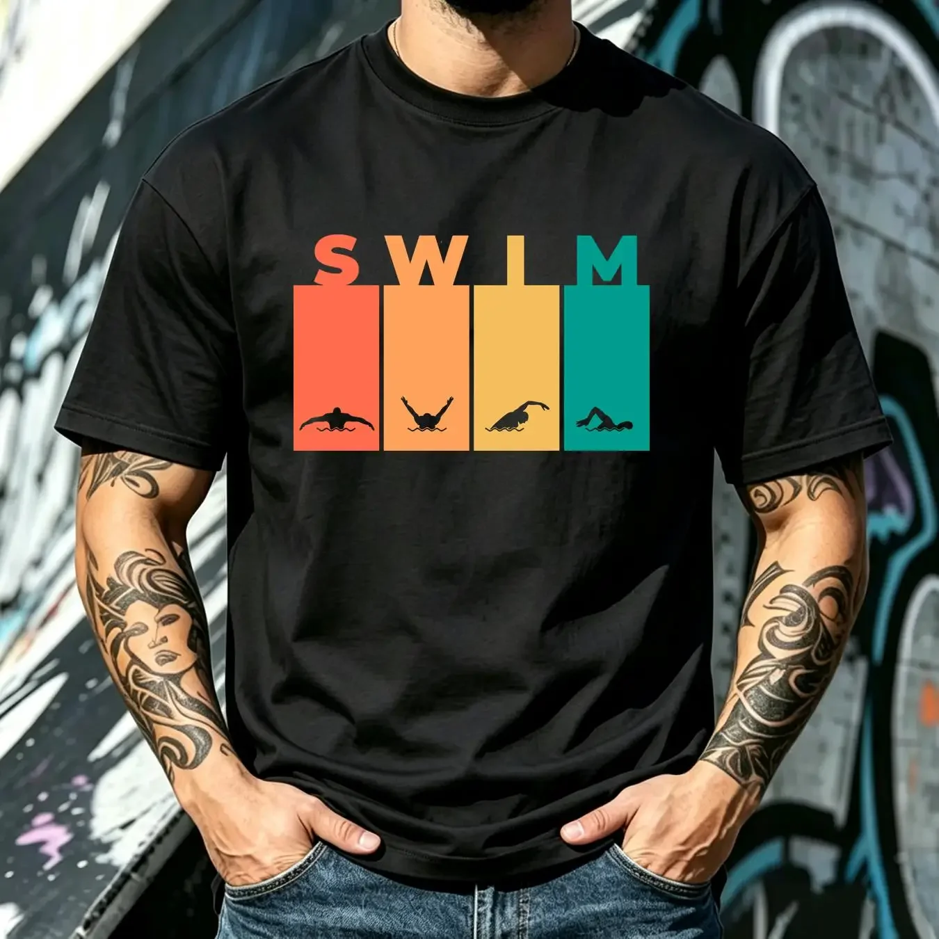 washed T Shirt Cool Swimming For Kids Swimmer Swim Instructor Funny Fans Teacher Training Athletes Birthday Christmas vintage