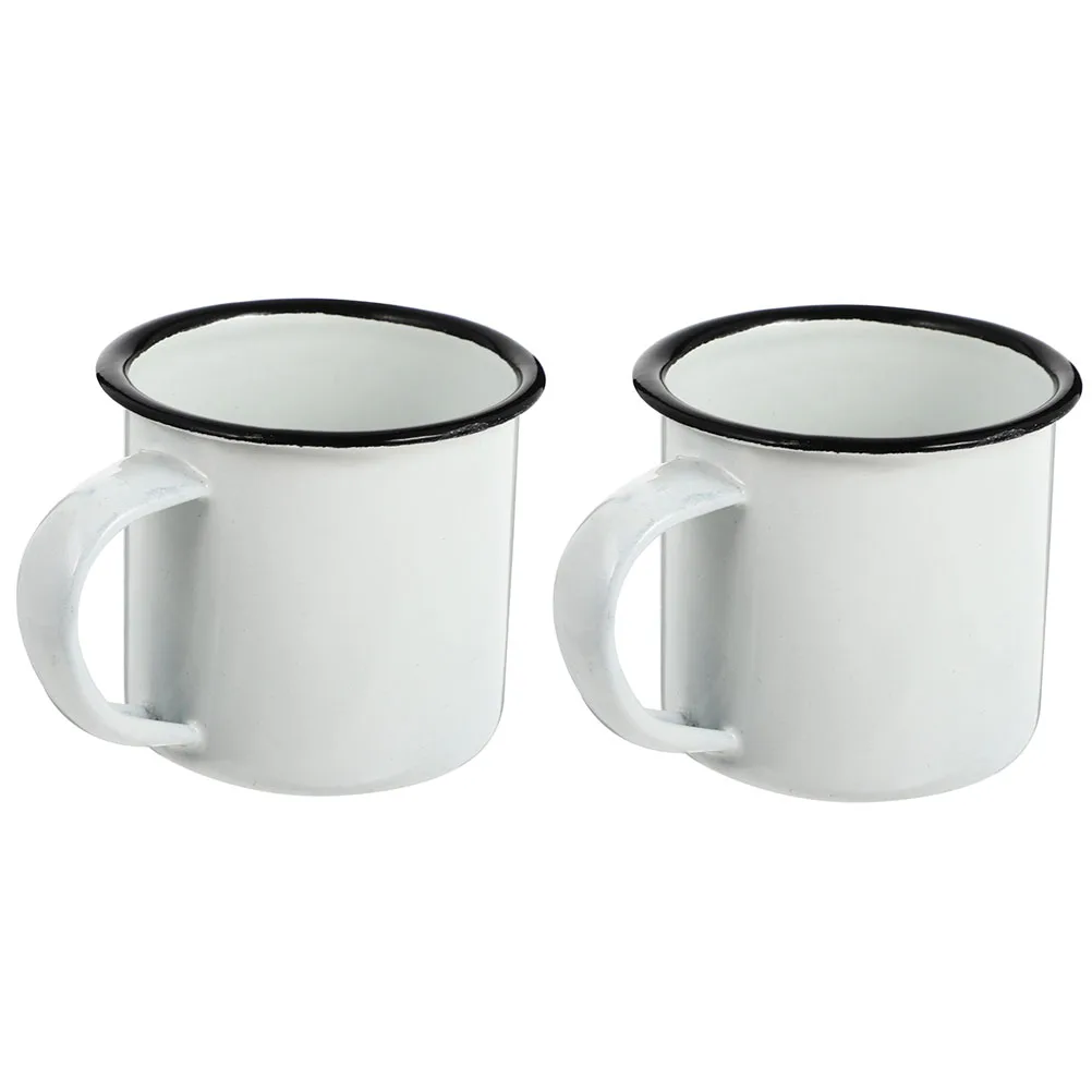2 tazze d'acqua smaltate, tazza da bere retrò, metallo bianco, campeggio, sposa, stile vintage, capacità pratica, vetreria, bicchieri