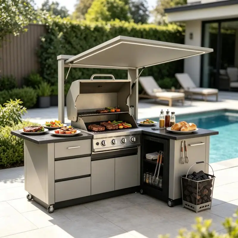 Outdoor Kitchen Modular Cabinet BBQ Station Anti Corrosion Design For Garden Patio Outdoor Barbecue Events