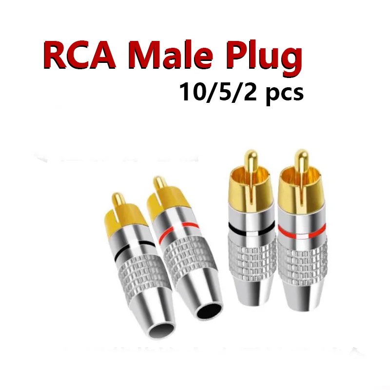 8pcs Solderless RCA Male Plug Connector AV Audio Video Locking Cable Plug Adapter for Video CCTV Camera