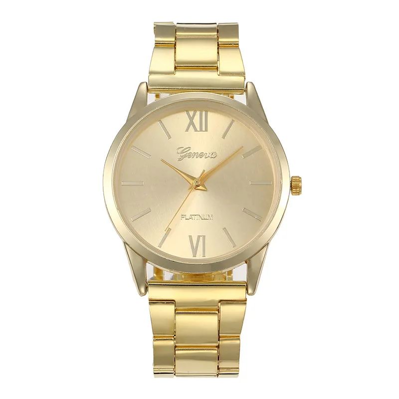 6 ชิ้นนาฬิกาของผู้หญิงแฟชั่นทองเหล็กวงควอตซ์นาฬิกาสร้อยข้อมือชุด (ไม่มีกล่อง)