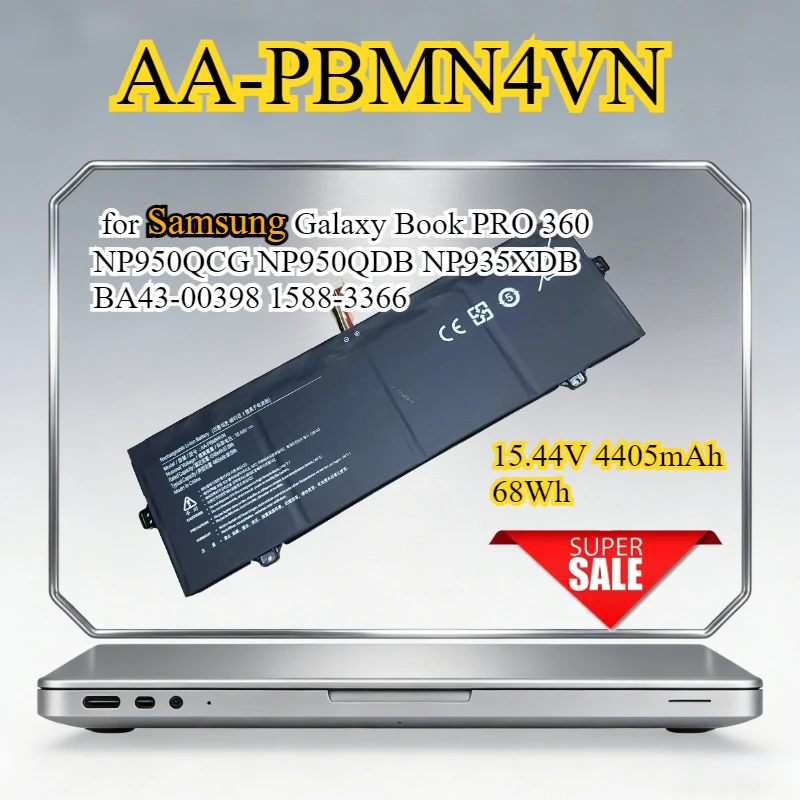 

AA-PBMN4VN Laptop Battery for Samsung Galaxy Book PRO 360 NP950QCG NP950QDB NP935XDB BA43-00398 1588-3366 15.44V 68Wh Bateria