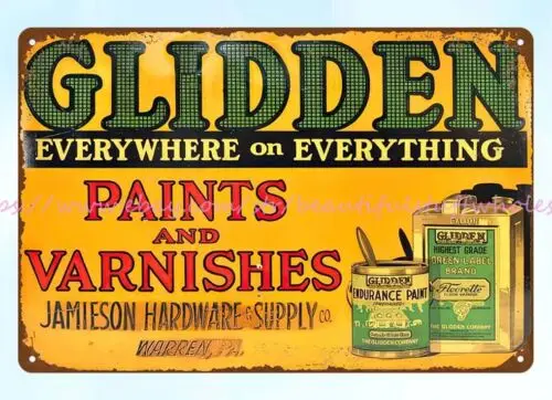 reproductions for sale Glidden Paints and Varnishes metal tin sign