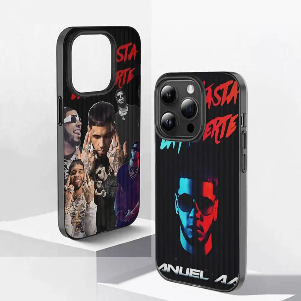 Coque de téléphone antichoc à rayures ondulées A-Anuel AA, représentant la musique Latin Trap, pour iPhone 17 16 15 14 13 Pro Max Pro