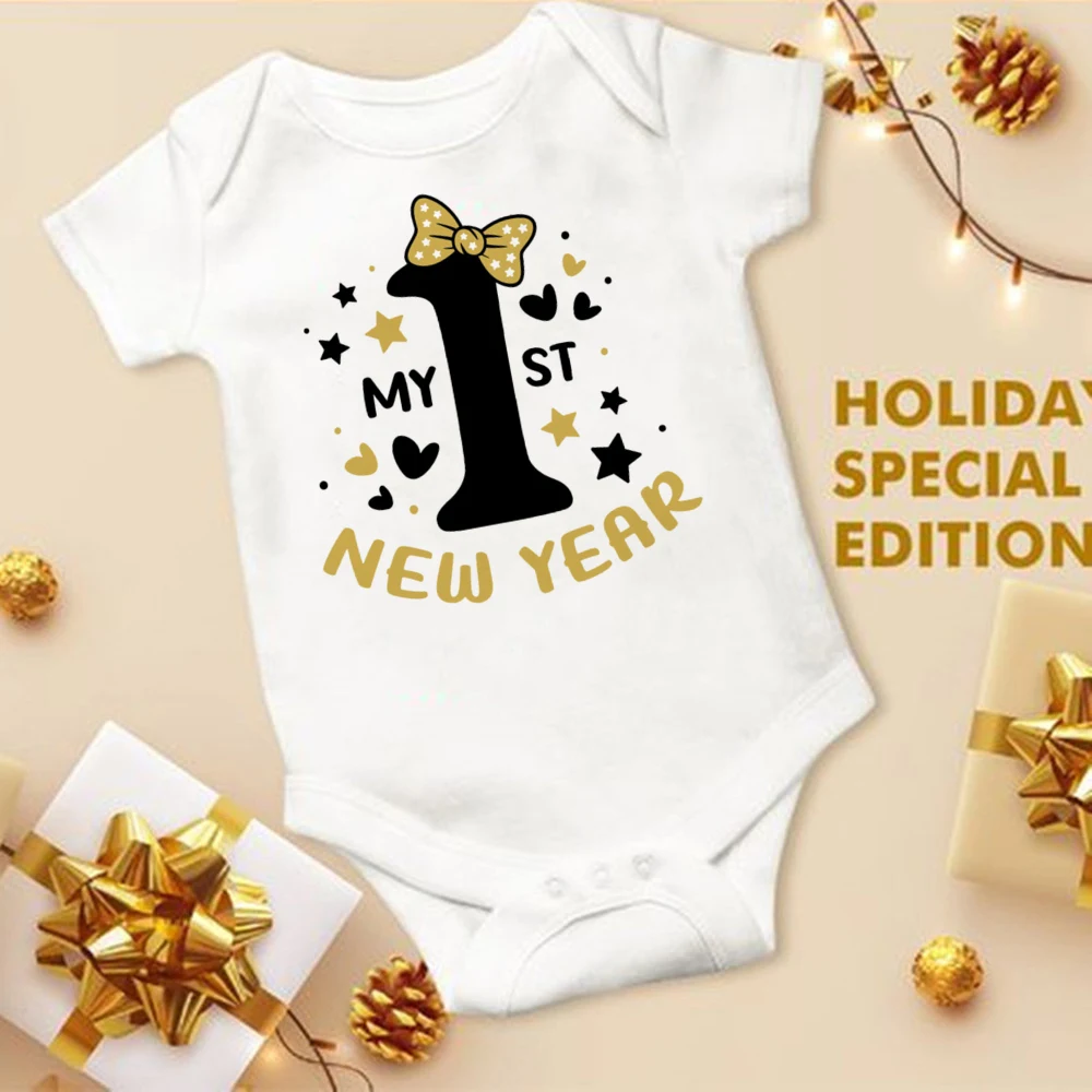 My 1st New Year Baby Romper Hello 2024 Happy New Year Toddler Jumpsuit Baby Gift Cute Holiday Clothes New Years Eve Outfits