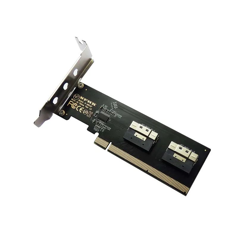 Half Height Baffle Adapter Card, PCIe 3.0, 4.0x16 to 2 Port, SFF-8654 8i, 8I