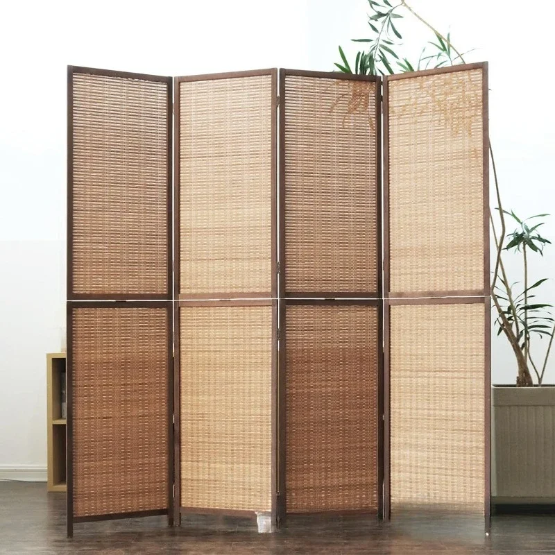 Simple bamboo screen folding sliding room partition mobile living room bedroom entrance simple shield curtain