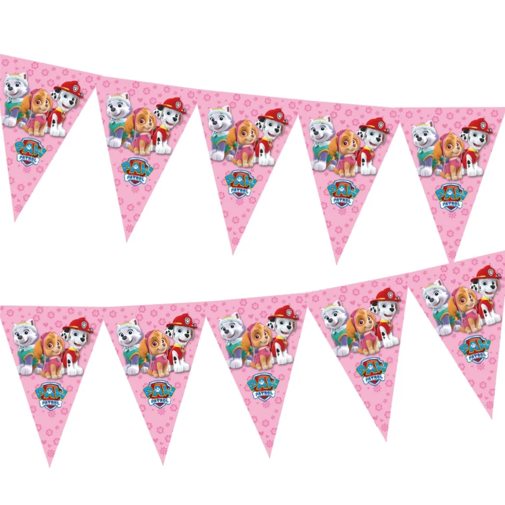 Paw Patrol Happy Birthday Banner Patrouille Hond Wimpel Trekken Hangende Partij Slinger Vlag Feest Decor Kinderen Geven De Voorkeur Aan Diy Feestartikelen