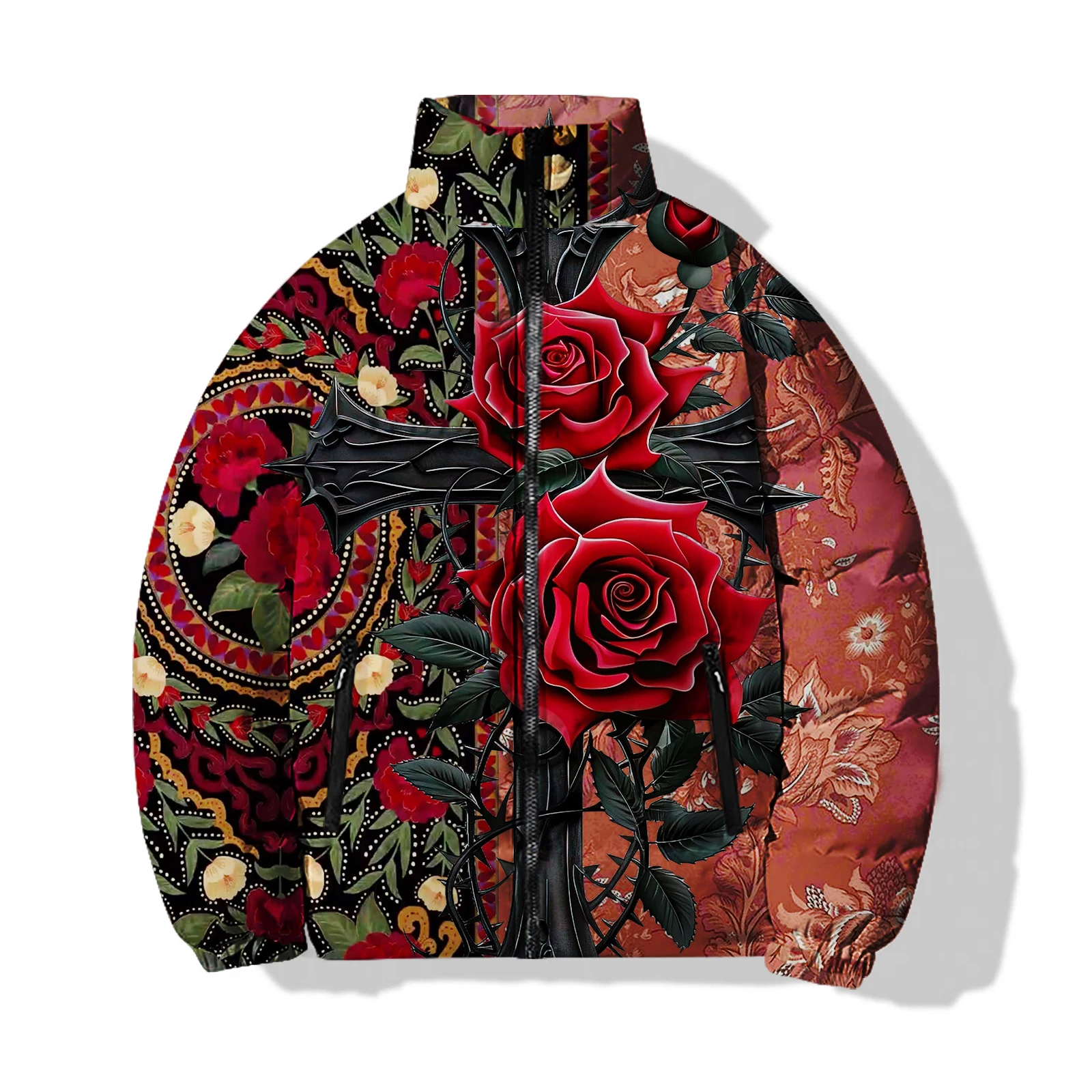 Rose Man Jackets Plant Men\'s Winter Jackets Durable Cool Non-tax Fee Products Fashion Warmth New in Coats Down Flowers Male Coat