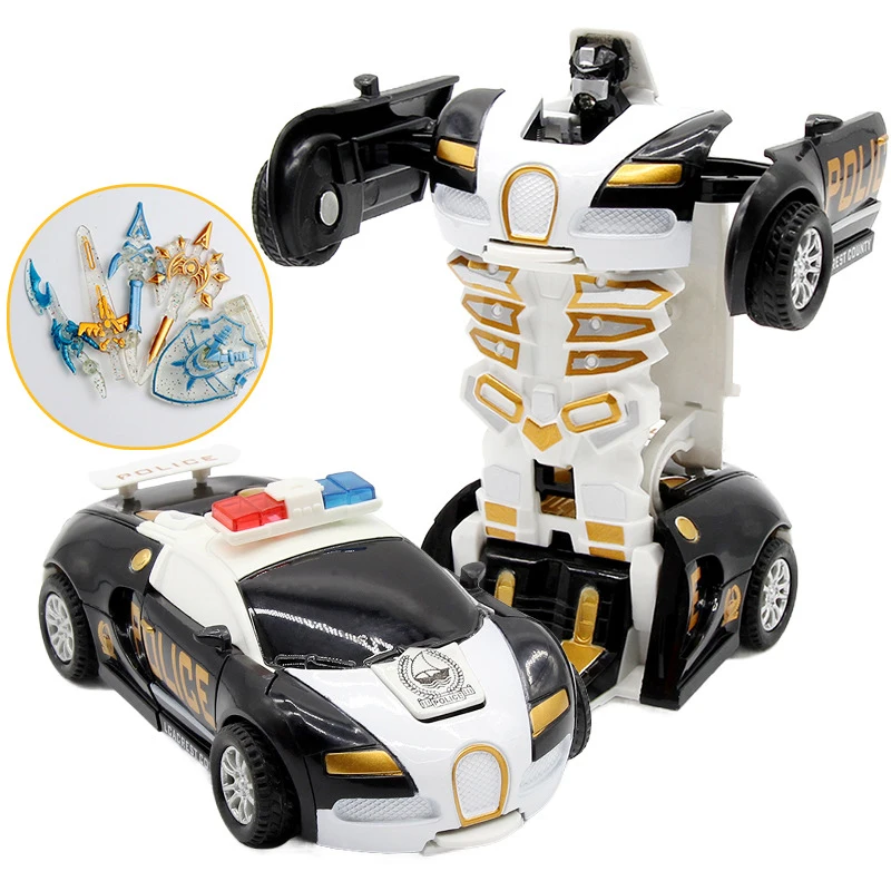 Kids Toys One-key Deformation Car  Automatic Transform Robot Diecasts Toy Funny Mini 2 In 1 Plastic Model Car Amazing Gifts Boys