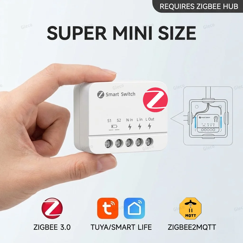 

Модуль Zigbee-реле Extreme Mini 10А/16А, 220В/110В, Tuya Smart Life, голосовое управление с Alexa и Google