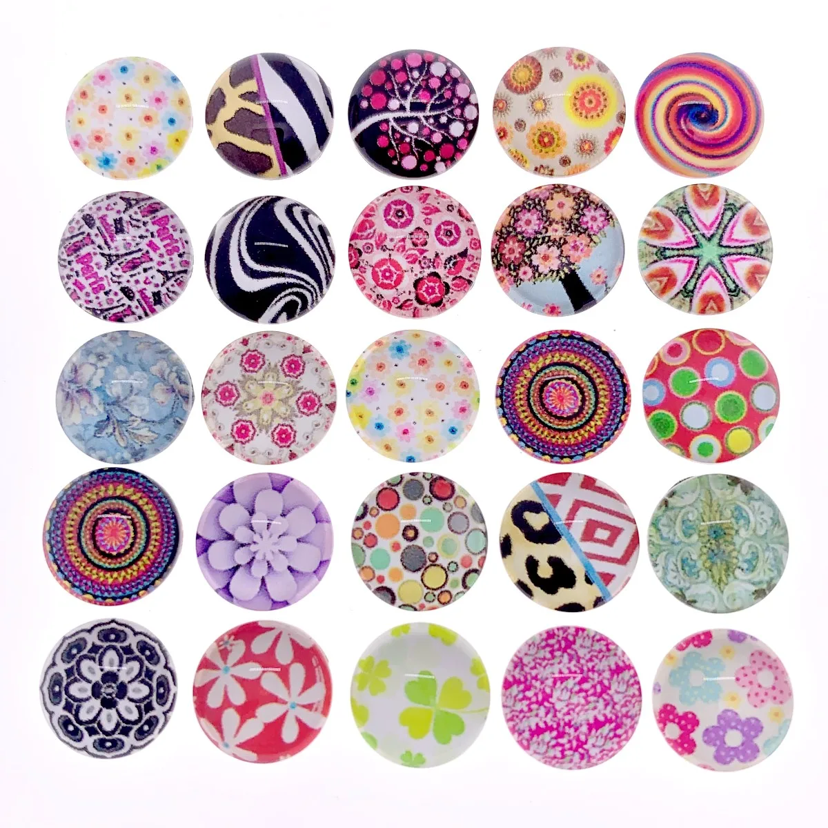 8mm 10mm 12mm 14mm 16mm 18mm 20mm Random Mixed  Round Pattern Glass Cabochons Flatback Photo Dome Cameo Pendant Settings K02711