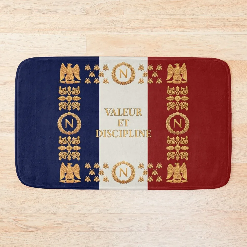 

Napoleonic French regimental flag Valeur et Discipline Bath Mat Quick-Drying Bathroom Water Absorbent Bath Room Acessories Mat
