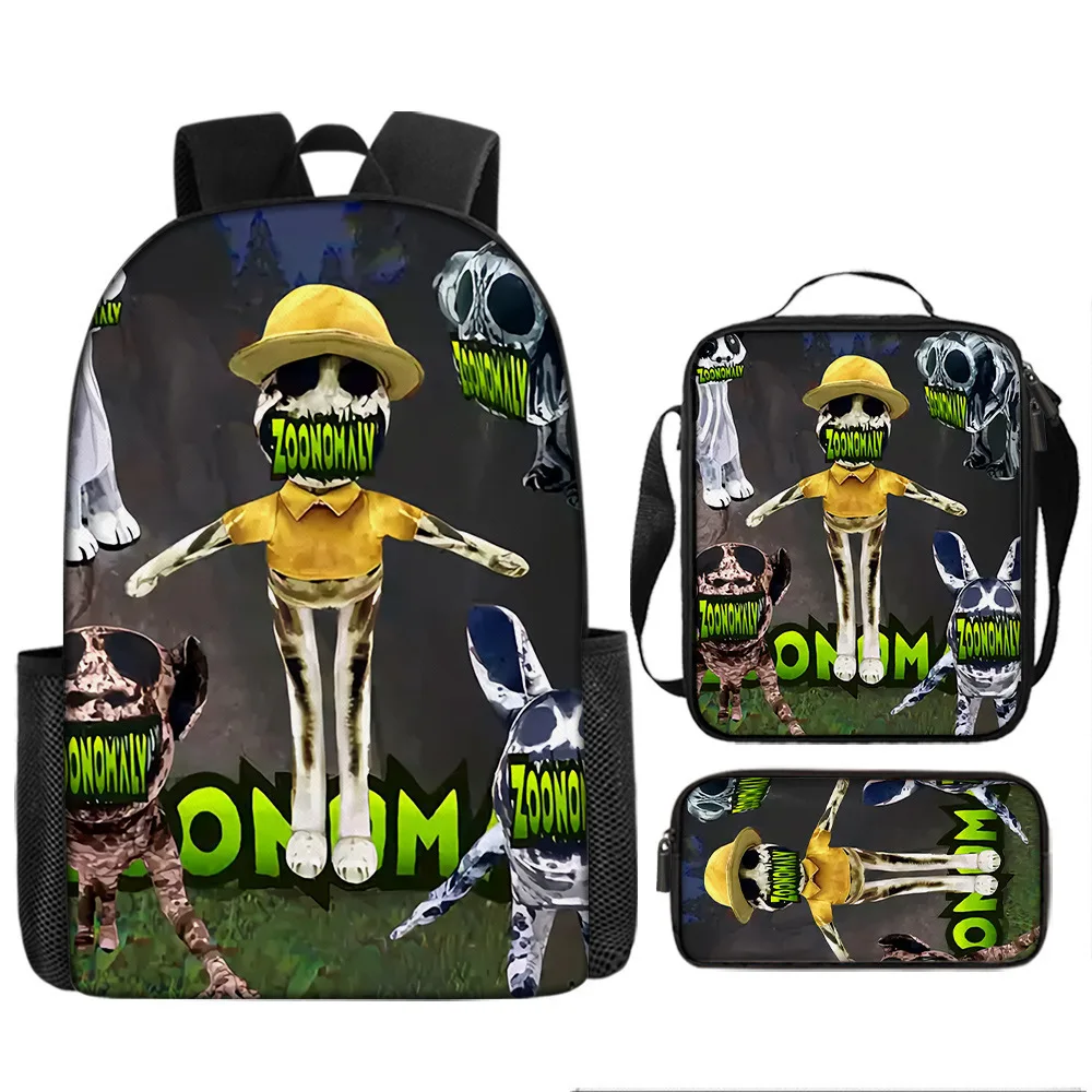 Hip Hop Youthful Novelty zoonomaly 3D Print 3pcs/Set Student Travel bags Laptop Daypack Backpack Crossbody Lunch Bag Pencil Case