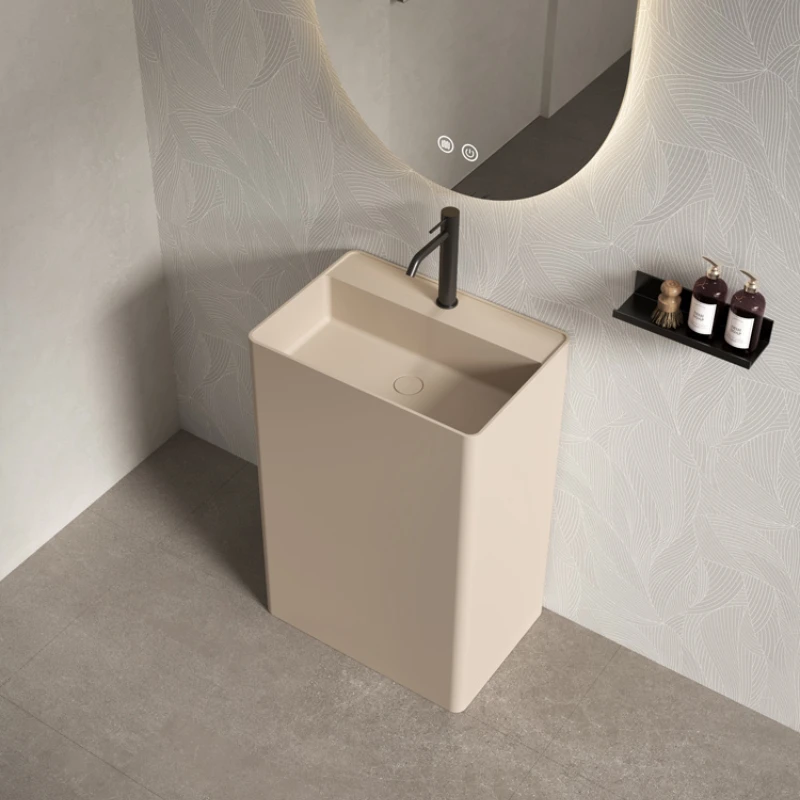 Square artificial stone washbasin hotel home balcony bathroom column integrated floor type hand wash