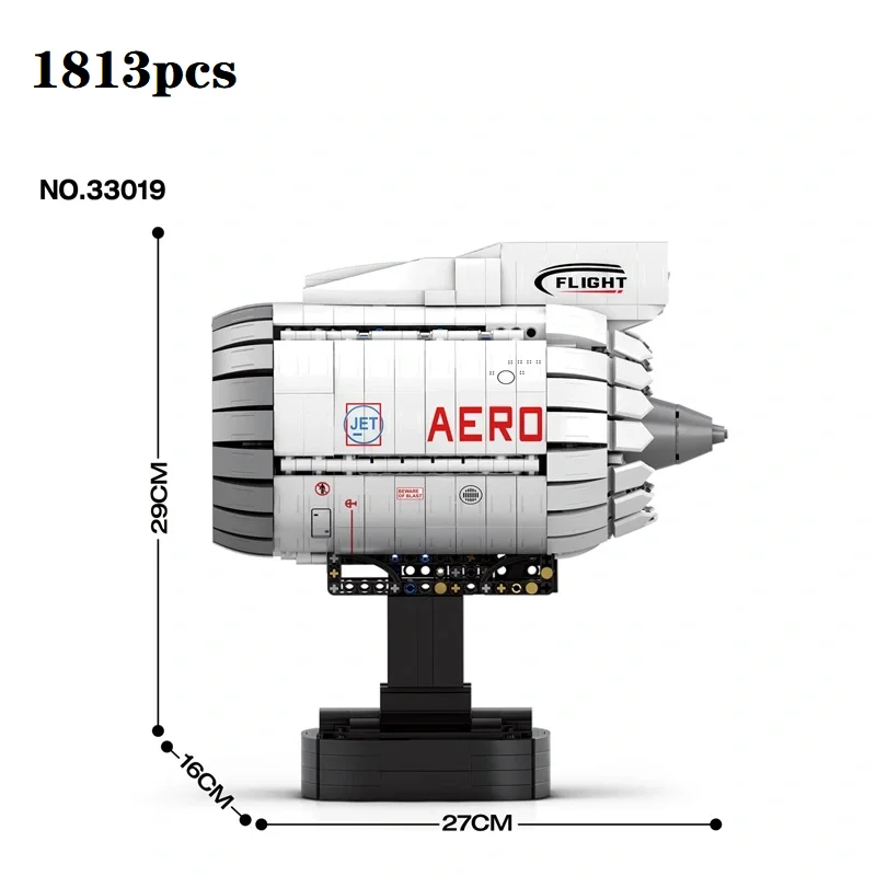 Caja Original 33019 1786 Uds. Motor Turbofan de aviación técnica bloques de construcción modelos de juguete de ensamblaje conjunto de regalo de cumpleaños