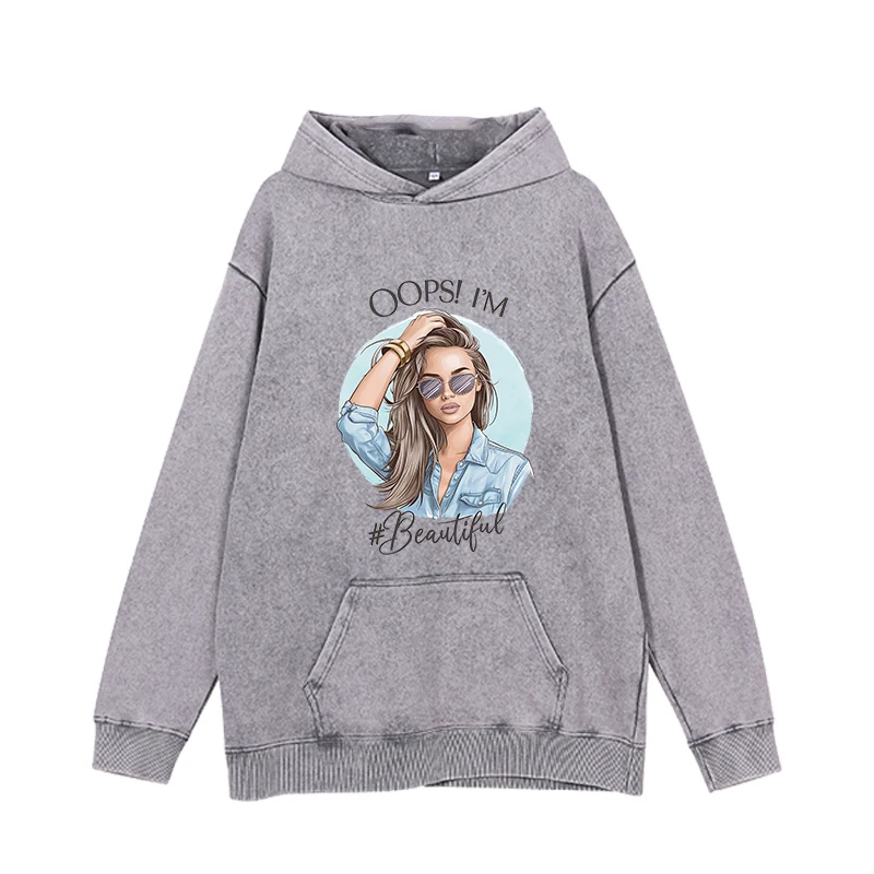 

Grey women's hoodie funny quotes girl hoodie fashion Harajuku pullover women's clothing print design