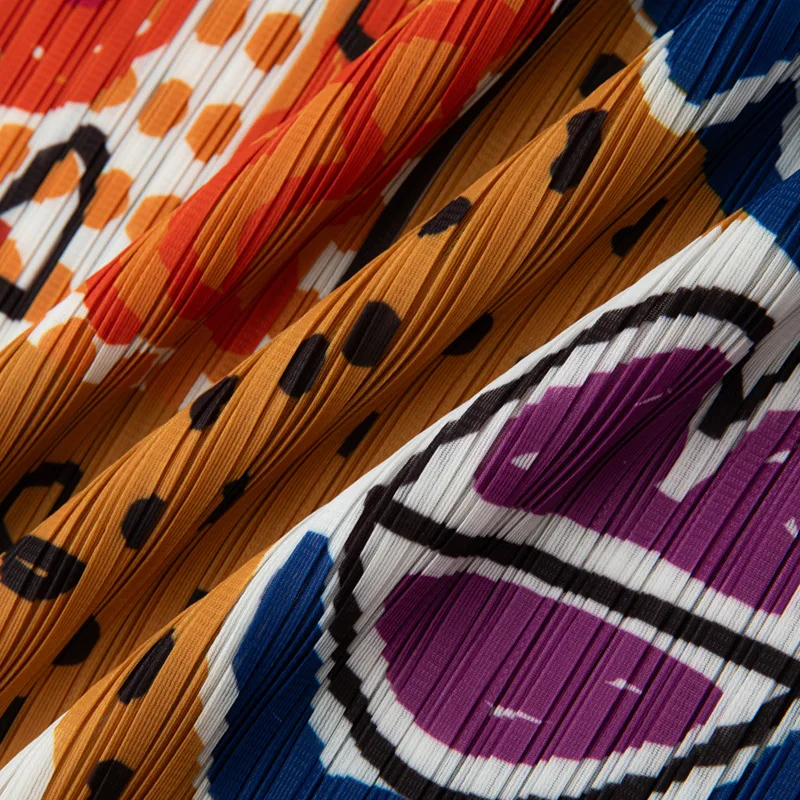 Miyake plissettato 2025 primavera ed estate nuova gonna stampata per donna, temperamento alla moda di nicchia, gonna a pieghe a pieghe ampia