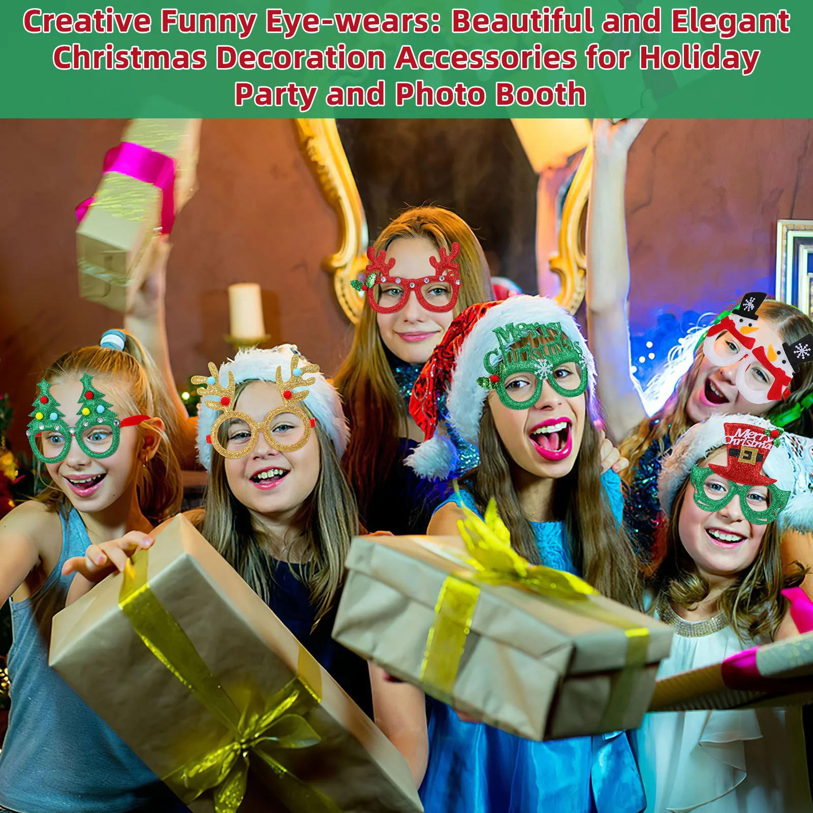 

Reindeer Christmas Decorations Indoor Chrtistmas Glasses Frame Party Eyeglass