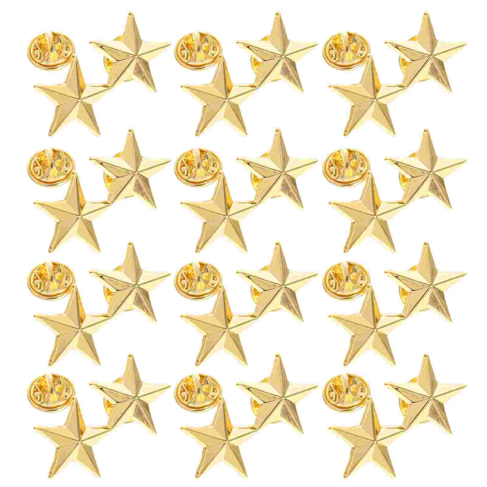 12 Pcs Blank Ornaments Pentagram Badge Star Shape Badges Lapel Pins Grace Clothes Golden Rating Man