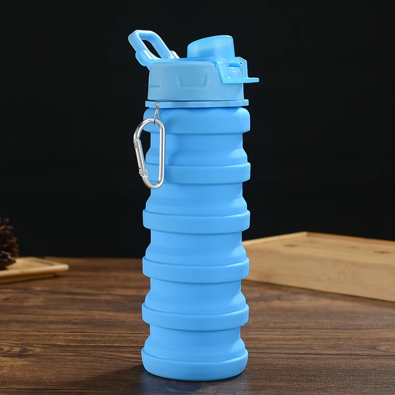 ASNOUIFU Collapsible Water Bottle Lid Solid Color Camouflage Portable Travel Water Bottle for Camping Outdoor Hiking 500ml