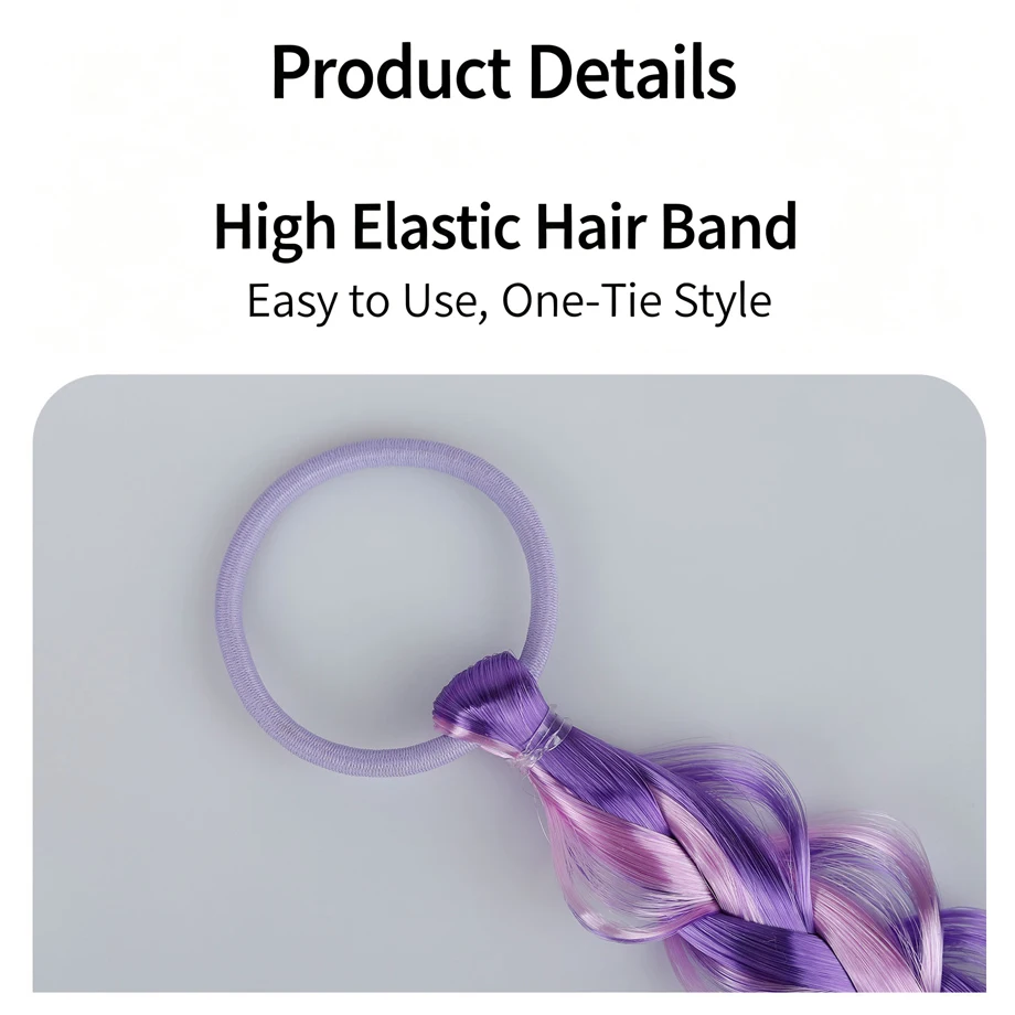 18inch Synthetic Ponytail Hair Accessories Lanhua Braid Fishbone Braid Hairband Hair Accessories Elastic Headrope Hair Extension