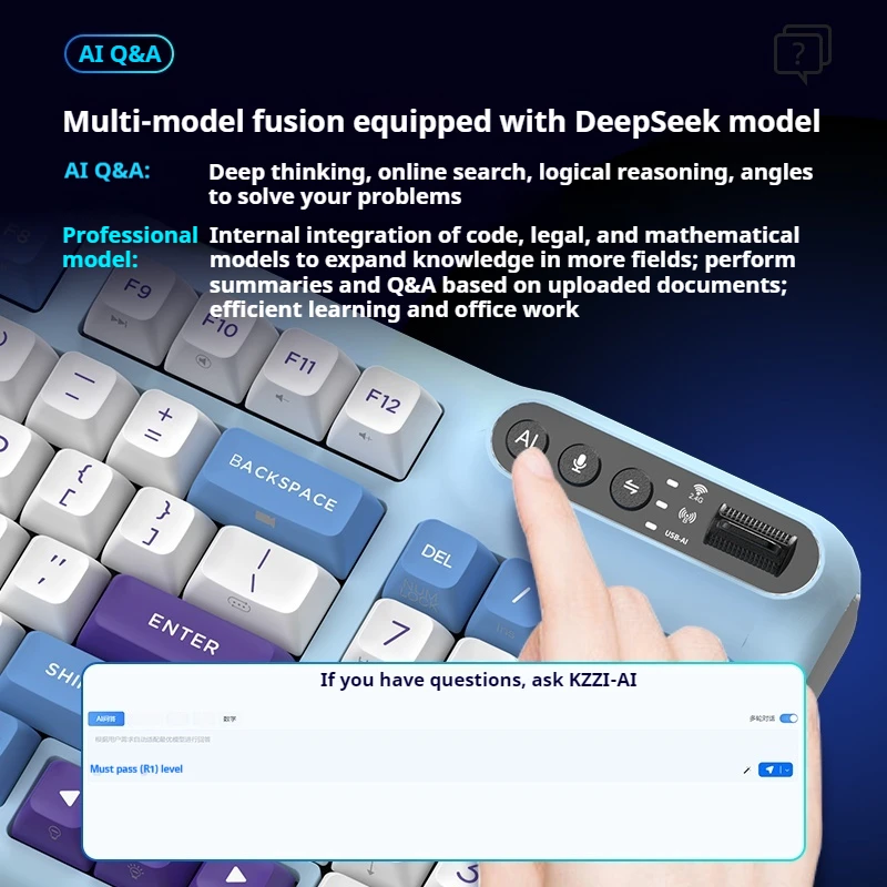 Z98 AI Mechanical Keyboard Pbt Keycap RGB Three Mode Connection Gasket Structure Voice Input Intelligent PPT Production AI Q&A