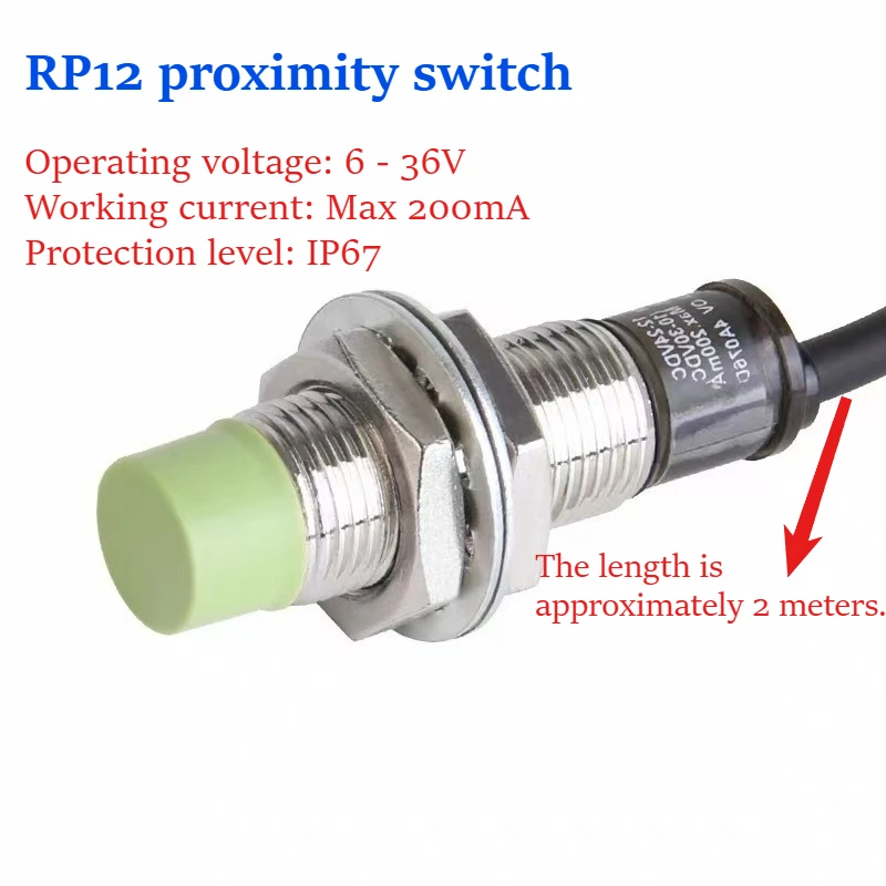 PR12 Inductive Proximity Sensor  M12 Short Type ProximityWiring Harness Switch 4MM Non-Flush 6-36V DC  2M Cable