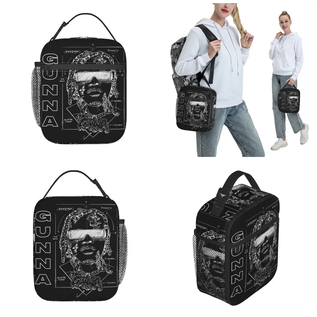 Insulated Lunch Bag Hiphop Gunna Rapper Product Food Box INS Trendy Cooler Thermal Bento Box For Travel