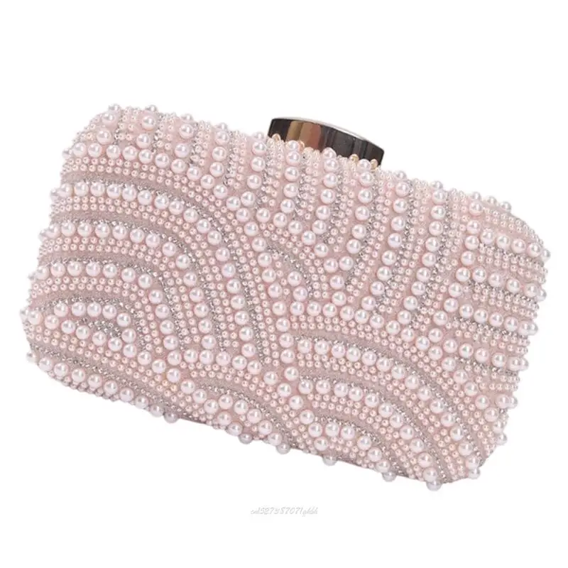 

X5XA Faux Pearls Embroidered Evening Bag Lightweight Design For Special