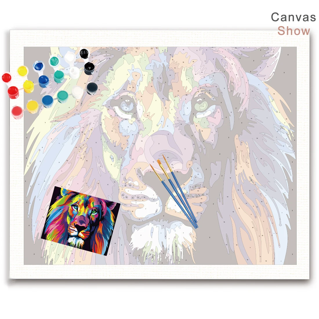 CHENISTORY Frame Colorful Lion Animals Abstract Painting Diy Digital Painting By Numbers Modern Wall Art Picture For Home Decor