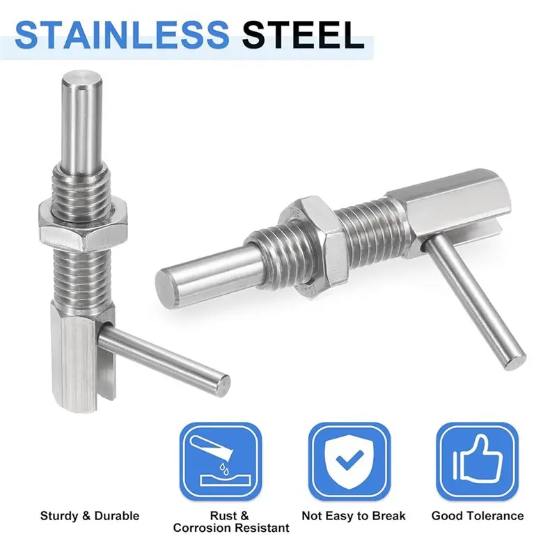 A25F-Retractable Indexing Plunger Pin 3 Pieces Stainless Steel Spring Loaded Latch With Nut For Machinery
