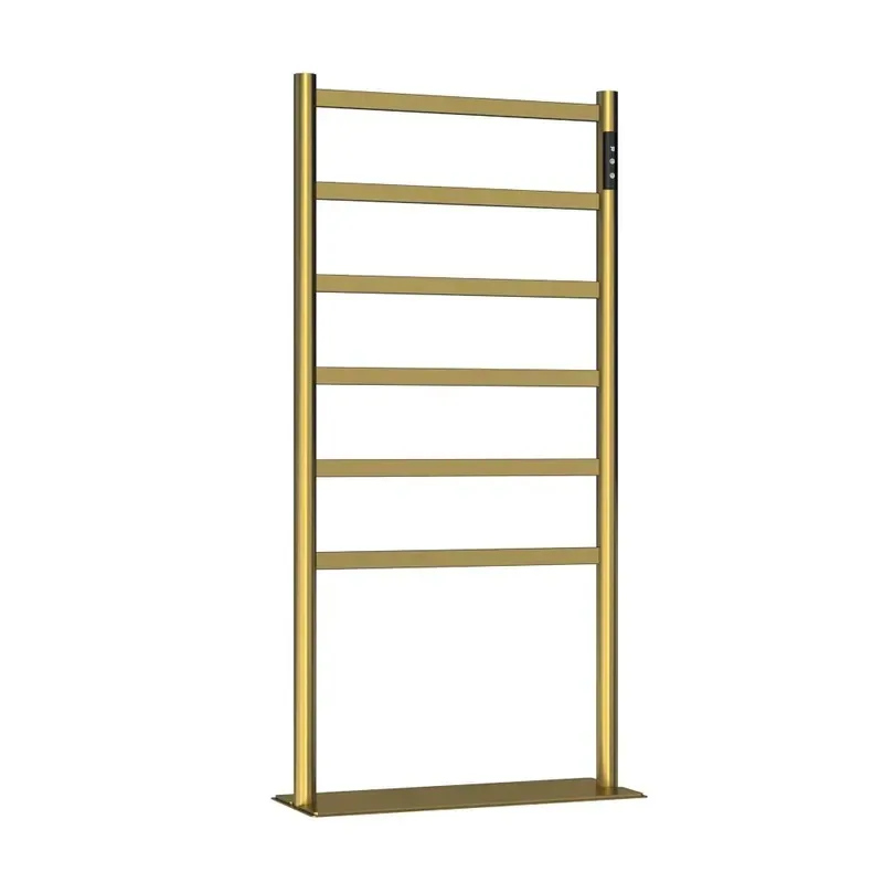Independent Towel Heater Brushed Gold Stainless Steel 6 Heating Rods Intelligent Control Drying Rack for Hotel Bathroom