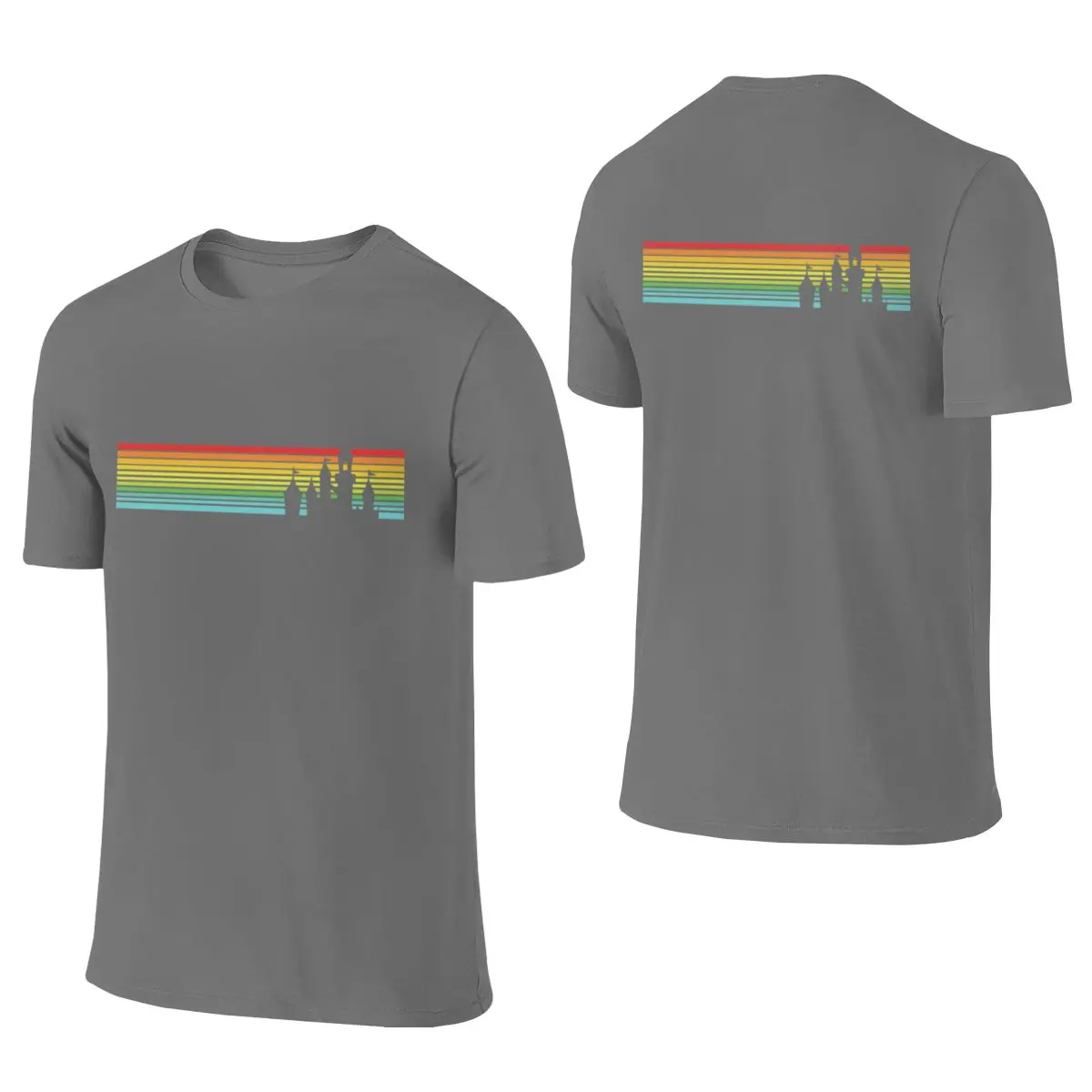 Retro Castle Stripes Crew Neck Reversible T-shirt Commuting Casual Thin For Summer Tee