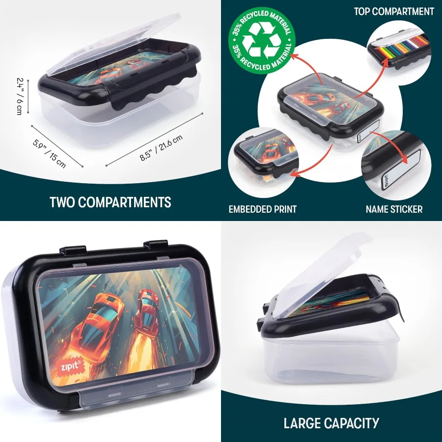 

Переработанный пластиковый пенал для 2-х отделений Пенал для школы Пенал большой емкости для девочек и мальчиков Идеально подходит для Cl