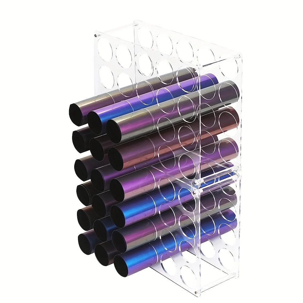 

1pcs Acrylic Vinyl Roll Storage Rack 25-Holes Organizer for Craft Room Scrapbooking Supplies Vinyl Roll Holder