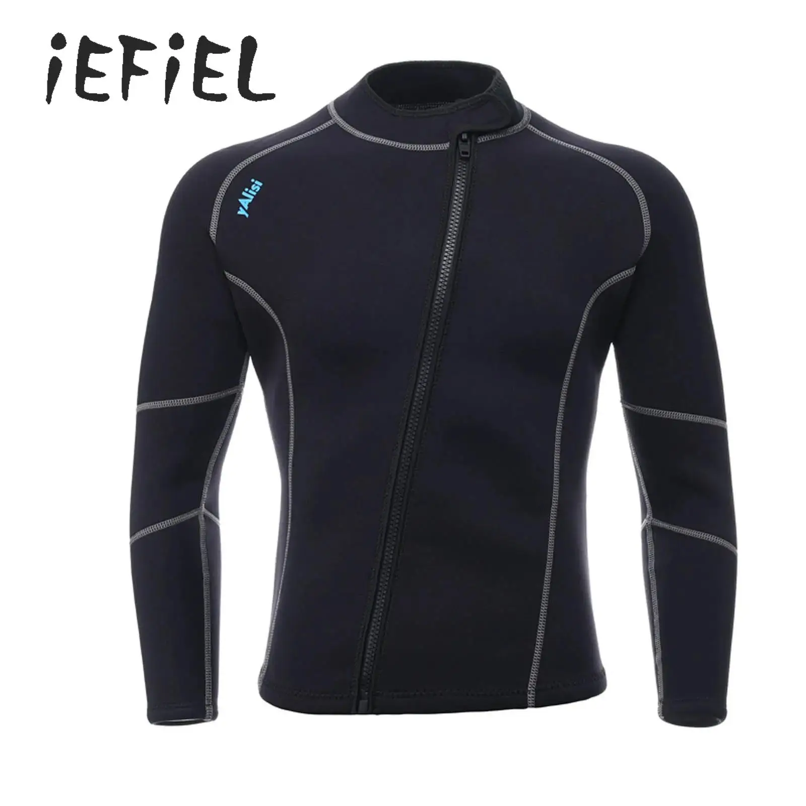 

Mens Wetsuit Top 3mm Neoprene Diving Jacket Long Sleeve Zip-Up Thermal Swimwear for Water Sports Aerobics Surfing Swimming Tops