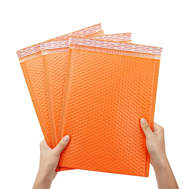 Sacos De Bolha Impermeáveis, Laranja Brilhante, Envelope De Bolha De Plástico, Embalagem De Roupas, Envelopes De Envio, Mailers De Negócios, 50Pcs