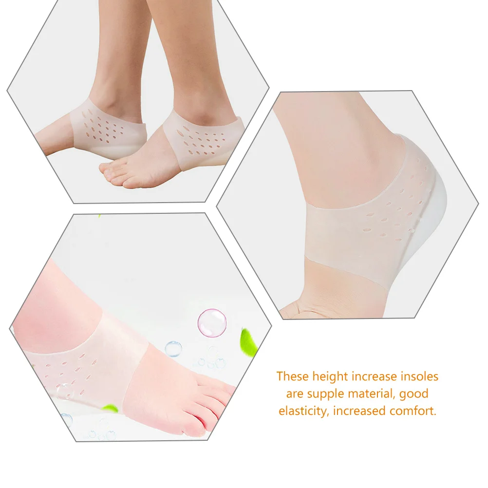 

2pcs Height Increase Insoles Comfortable Elastic Boosters Washable No Odor Invisible Heel Lifts Shoe Socks Men Women s Foot