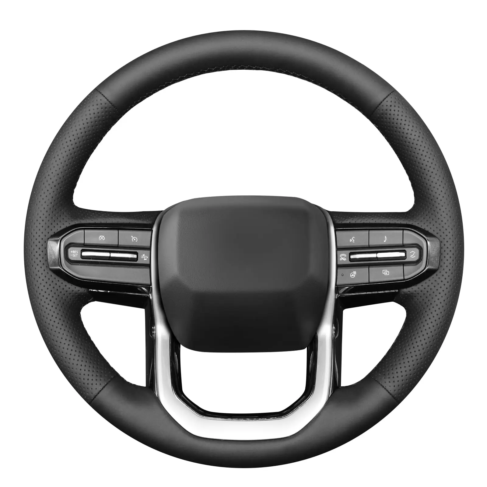 

Hand Stitched Black Faux Leather Steering Wheel Cover For Chevy Colorado ZR2 Bison 2023 2024