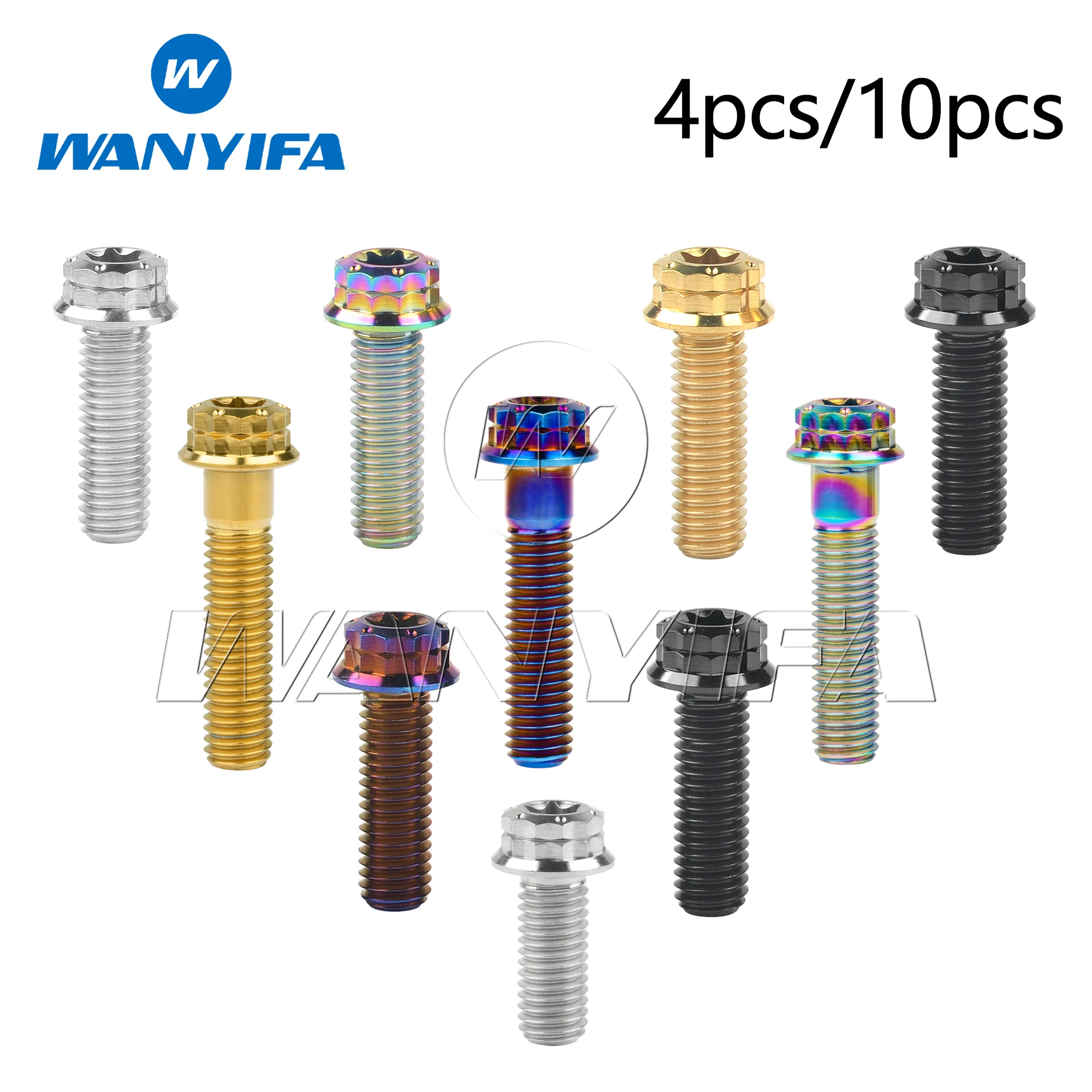 Wanyifa Titanium Bolt M8x15/20/25/30/35/40/45/50/55/60/65/80mm Flange  Torx T40 Head Screws for Motorcycle Refitted 4pcs/10pcs